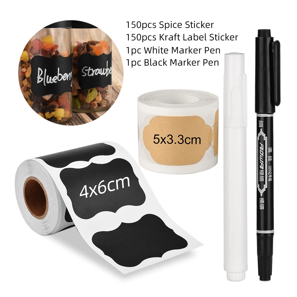 300pcs Spice Sticker Kitchen Labels Stickers Kraft Stickers Removable Organizer Storage Bottles Stickers Labels With Two Markers
300pcs Spice Sticker Kitchen Labels Stickers Kraft Stickers Removable Organizer Storage Bottles Stickers Labels With Two Markers