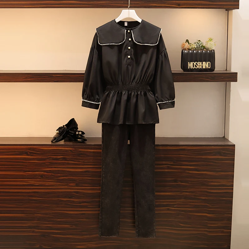 2021 New Summer Women Vintage Two-Piece Set black Loose Round Neck Shirt Elastic High Waist Casual Trousers Pants Set cloth big
2021 New Summer Women Vintage Two-Piece Set black Loose Round Neck Shirt Elastic High Waist Casual Trousers Pants Set cloth big