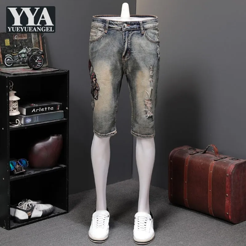 Summer Casual Knee Length Vintage Punk Style Hole Ripped Campera Hombre Embroidery Denim Shorts Men Distressed Straight Trousers
Summer Casual Knee Length Vintage Punk Style Hole Ripped Campera Hombre Embroidery Denim Shorts Men Distressed Straight Trousers