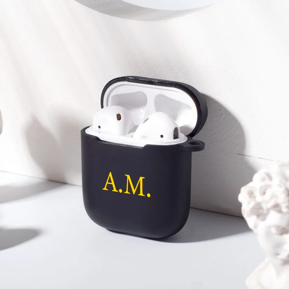 

Personalized Airpods Case Luxury DIY Name Initials Letters Silicone Cover for Funda Airpods 2 Case Cute Pod Earphone Accessories
