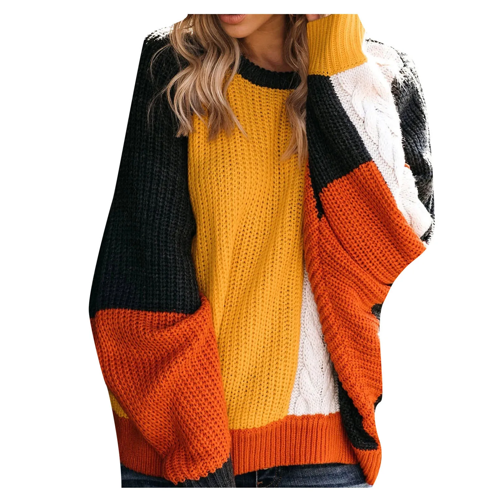 Pullover Women's Plus Striped Sweater Size Sweater Kint Color Block Sweater Oversized 
Pullover Women's Plus Striped Sweater Size Sweater Kint Color Block Sweater Oversized