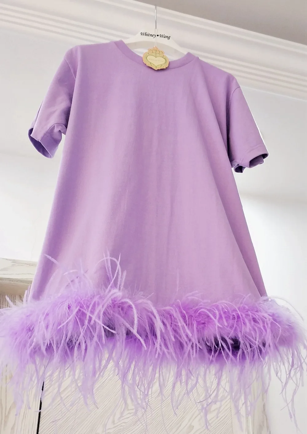 Дизайнерское стильное весеннее уличное платье-футболка WHITNEY WANG 2022 с пышными