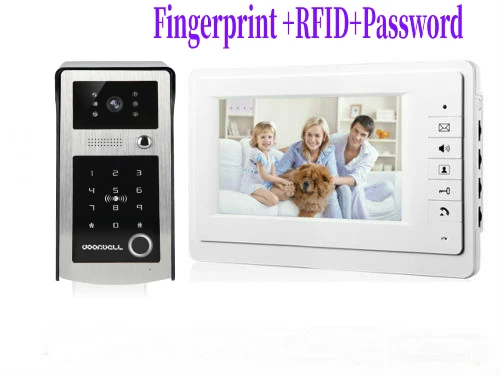 Fingerprint RFID Password Access Unlock Wired Video Intercom 7 Inch Monitor Video Doorbell Door phone Visual Intercom System
Fingerprint RFID Password Access Unlock Wired Video Intercom 7 Inch Monitor Video Doorbell Door phone Visual Intercom System