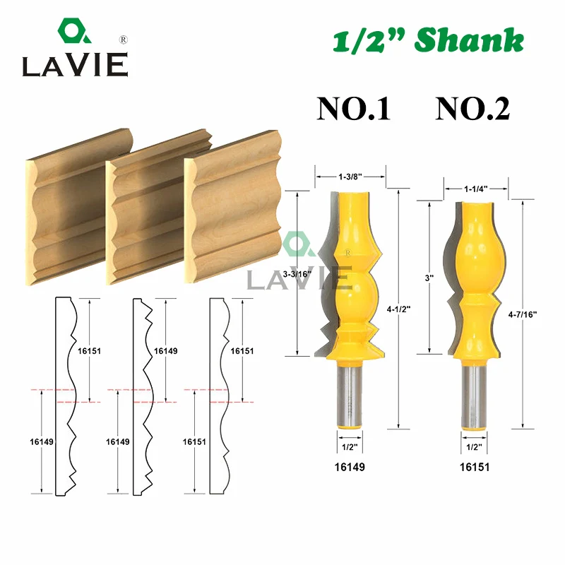 Фрезы LAVIE MC03050 комплект из 2 реверсивных насадок для обработки дерева Большой