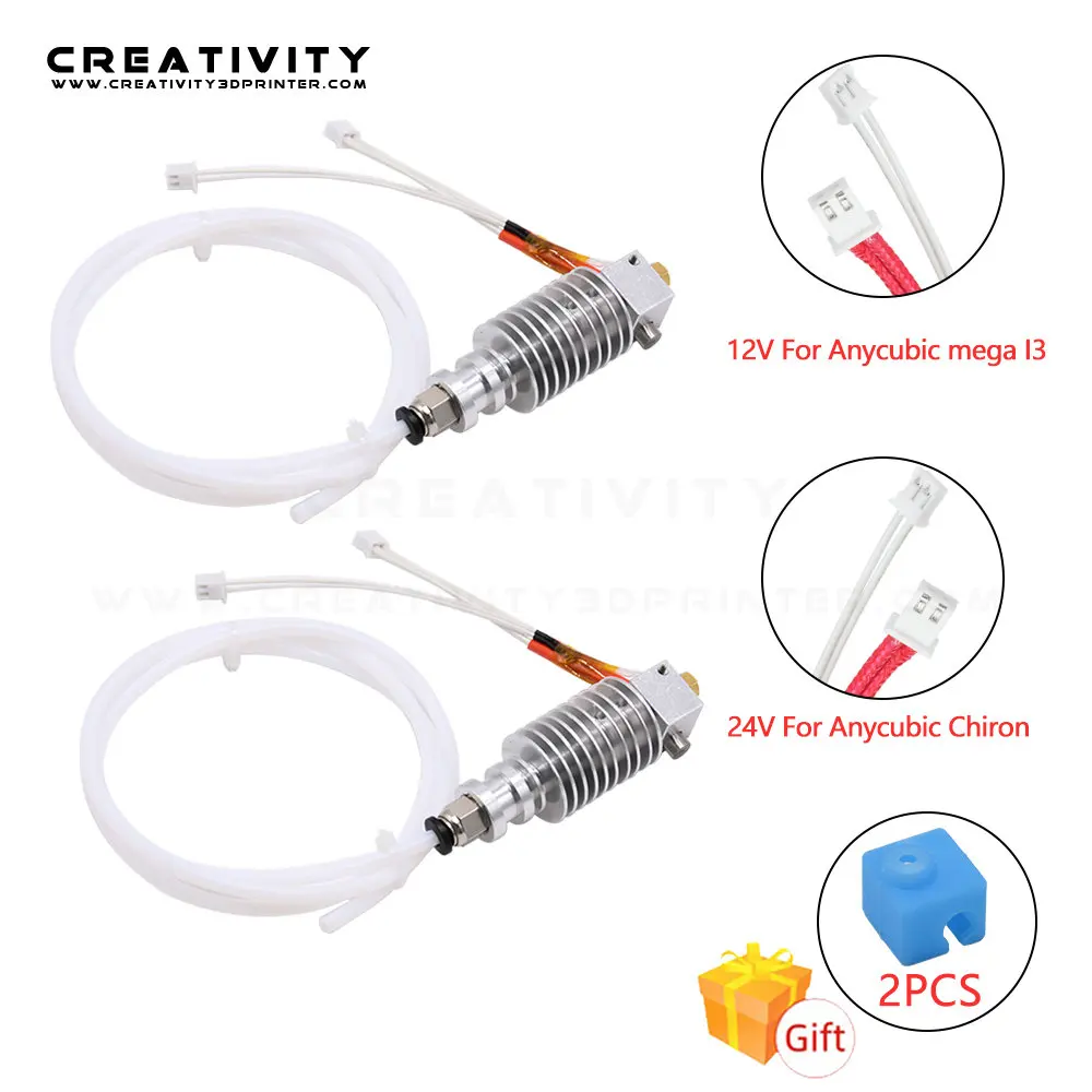 2 шт. V5 J-head Anycubic Hotend Kit E3D Bowden Extruder нагревательный блок 12/24 В для Mega/Chiron 3D принтера