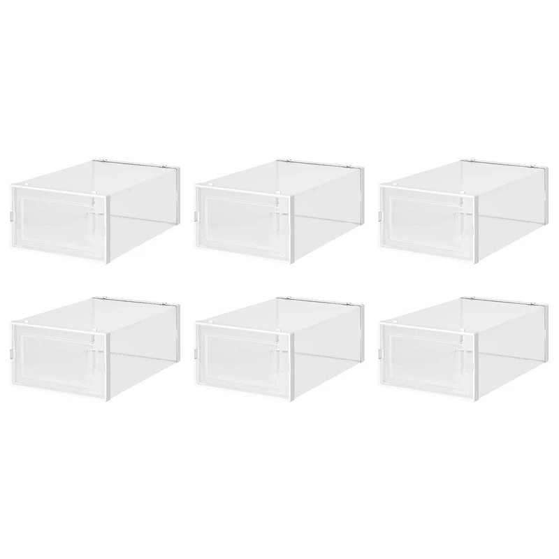 Clear Shoe Storage Box, Plastic,Foldable and Stackable, Set of 6, for Storage and Display of Men and Women Shoes, White
Clear Shoe Storage Box, Plastic,Foldable and Stackable, Set of 6, for Storage and Display of Men and Women Shoes, White