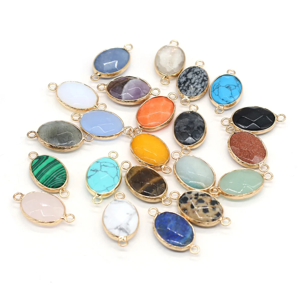 Natural Stone Pendant Links Oval Crystal Agates Turquoises Amethysts Stone Charms Connectors for Jewelry Making Women Necklace 
Natural Stone Pendant Links Oval Crystal Agates Turquoises Amethysts Stone Charms Connectors for Jewelry Making Women Necklace