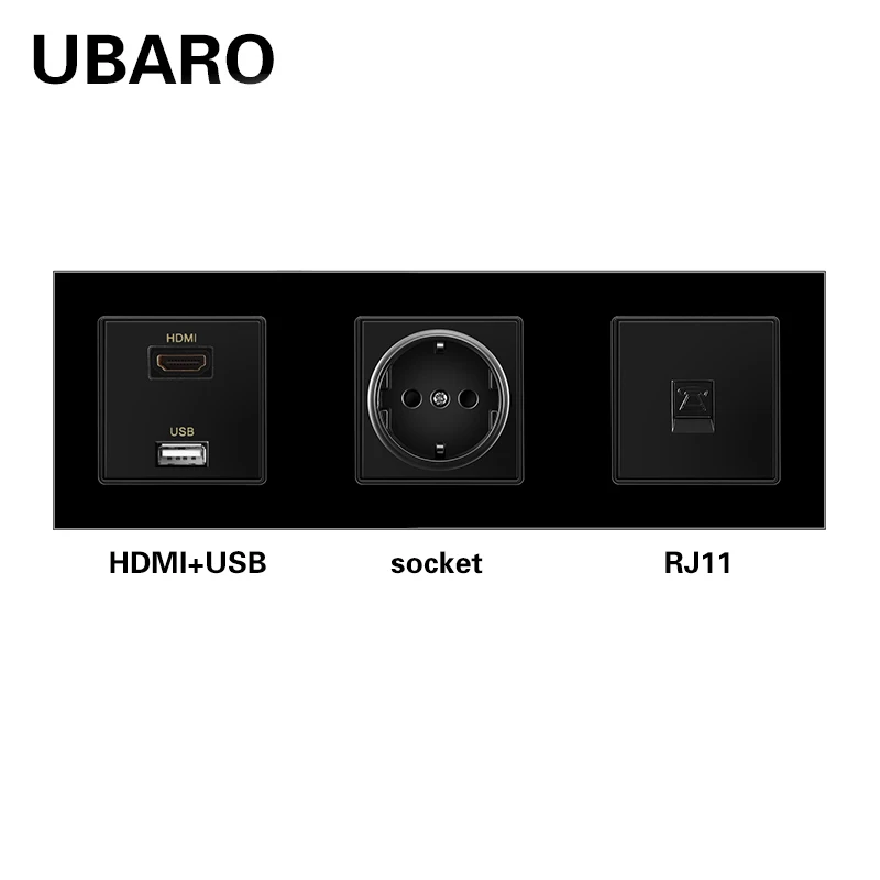 UBARO EU/DE/RU Standard Tempered Glass Panel Wall Socket Combination With RJ45 RJ11 TV Hdmi Usb 5V 2A Home Outlet Ac110-250V
UBARO EU/DE/RU Standard Tempered Glass Panel Wall Socket Combination With RJ45 RJ11 TV Hdmi Usb 5V 2A Home Outlet Ac110-250V