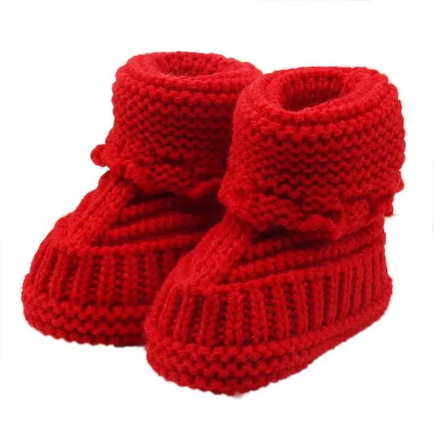 Фото Шерстяная детская обувь младенцы кроше вязаный флисовый теплые сапоги для