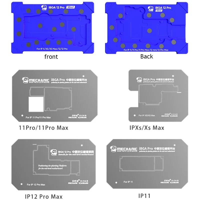 10 в 1 Mechanic IBGA 12 Pro BGA трафаретная платформа для реболлинга для IPhone X-12 Pro Max средняя материнская плата Оловянная сетка шаблоны инструменты
10 в 1 Mechanic IBGA 12 Pro BGA трафаретная платформа для реболлинга для IPhone X-12 Pro Max средняя материнская плата Оловянная сетка шаблоны инструменты