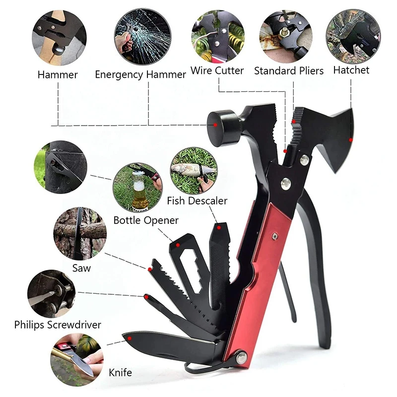 Multi Function Camping Equipment, 18 in 1 Multi-Function Tools for Emergency Escape, Camping Red
Multi Function Camping Equipment, 18 in 1 Multi-Function Tools for Emergency Escape, Camping Red