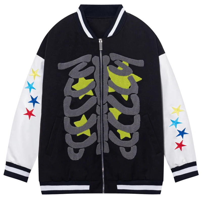 Bomber Jackets Men Japanese Streetwear Skeleton Color Block Hip Hop Jacket Baseball Coat Winter Retro Outwear Urban Windbreaker
Bomber Jackets Men Japanese Streetwear Skeleton Color Block Hip Hop Jacket Baseball Coat Winter Retro Outwear Urban Windbreaker