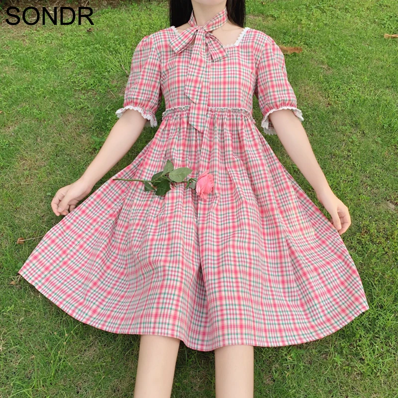 New Summer Lattice Woman'S Dress French Vintage Square Collar Short Sleeve Dress Vestido De Mujer Retro One Piece Elegant Dress
New Summer Lattice Woman'S Dress French Vintage Square Collar Short Sleeve Dress Vestido De Mujer Retro One Piece Elegant Dress