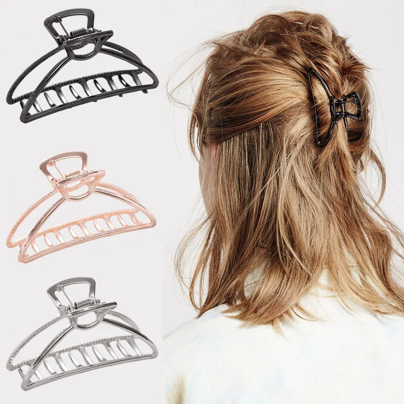 Women Girls Geometric Hair Claw Clamps Metal Hair Crab Moon Shape Hair Claw Clip Solid Color Hairpin Large Size Hair Accessories
Women Girls Geometric Hair Claw Clamps Metal Hair Crab Moon Shape Hair Claw Clip Solid Color Hairpin Large Size Hair Accessories