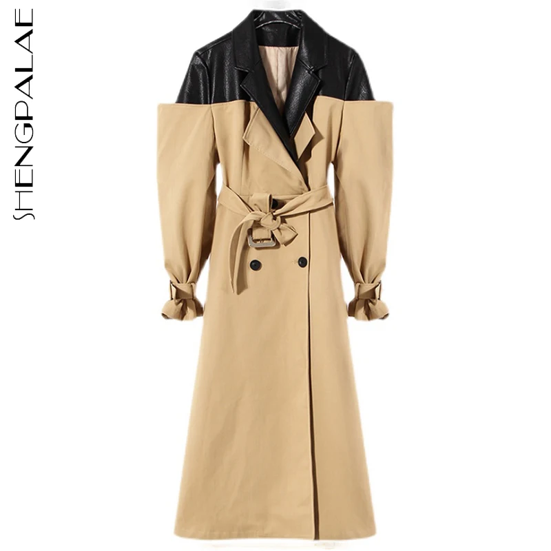 SHENGPALAE Fashion Contrast Color Spliced PU Leather Trench Coat Women's Autumn 2021 New Laple Loose Double Breasted Windbreaker
SHENGPALAE Fashion Contrast Color Spliced PU Leather Trench Coat Women's Autumn 2021 New Laple Loose Double Breasted Windbreaker