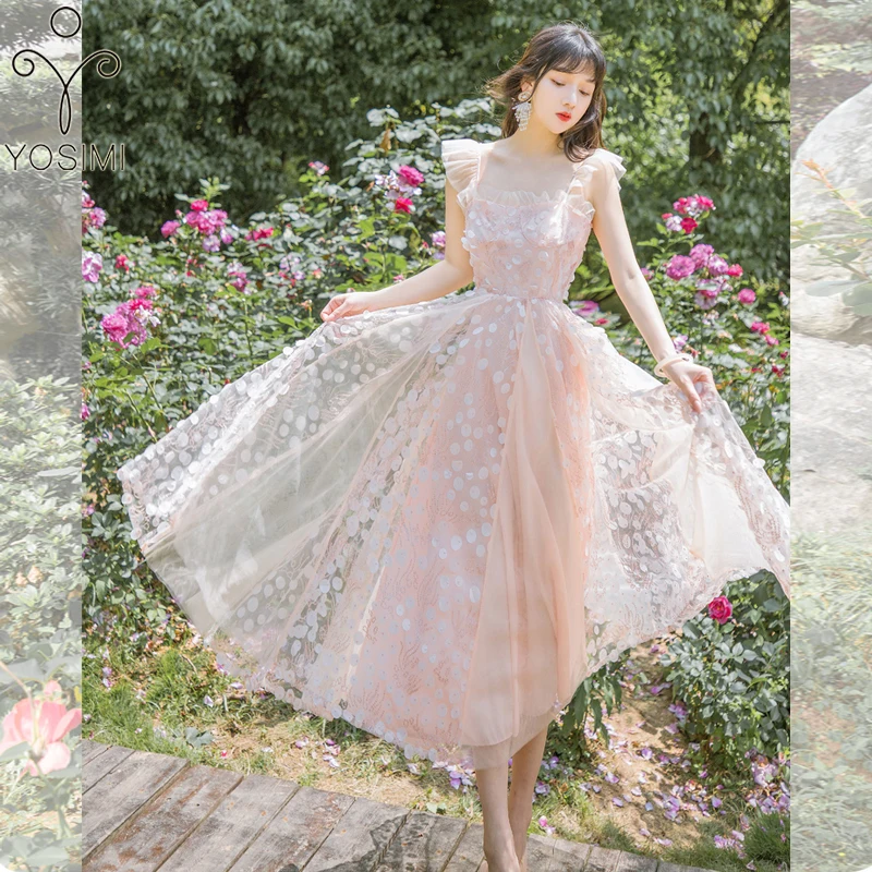 YOSIMI Pink Long Dress 2020 Summer Sleeveless Slash Neck Fit and Flare 3D Dot Floral Embroidery Midi Women Party Dress Elegant
YOSIMI Pink Long Dress 2020 Summer Sleeveless Slash Neck Fit and Flare 3D Dot Floral Embroidery Midi Women Party Dress Elegant