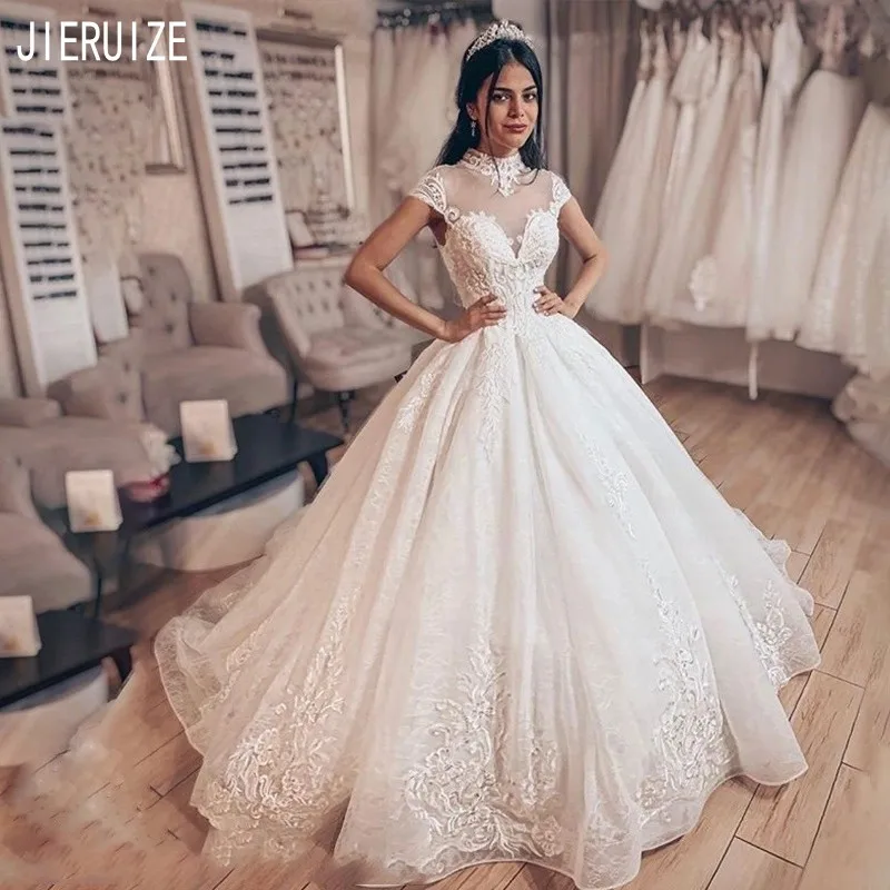 JIERUIZE Vintage Princess Ball Gown Wedding Dresses High Neck Short Sleeves Zipper Back Organza Wedding Gowns robe de mariee
JIERUIZE Vintage Princess Ball Gown Wedding Dresses High Neck Short Sleeves Zipper Back Organza Wedding Gowns robe de mariee