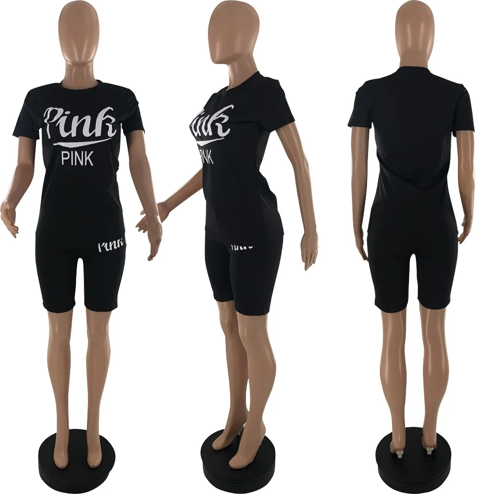 Tracksuits Casual Pink Letter Print Women 2 Piece Set New Summer Rompers Sexy Striped T-Shirts And Skinny Pants Shorts Suit
Tracksuits Casual Pink Letter Print Women 2 Piece Set New Summer Rompers Sexy Striped T-Shirts And Skinny Pants Shorts Suit