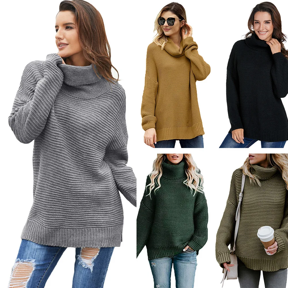Женский вязаный свитер, Свободный пуловер с длинным рукавом, однотонная водолазка в рубчик, базовый мягкий теплый джемпер на осень и зиму 
Женский вязаный свитер, Свободный пуловер с длинным рукавом, однотонная водолазка в рубчик, базовый мягкий теплый джемпер на осень и зиму