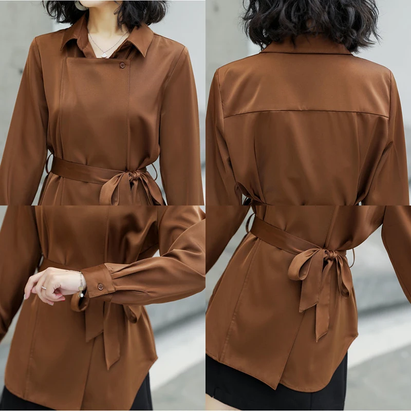 Korean Solid Color Satin Shirts Women Office Lady Elegant Lace Up Blouses Spring Autumn Fashion Design Casual Long Sleeve Tops
Korean Solid Color Satin Shirts Women Office Lady Elegant Lace Up Blouses Spring Autumn Fashion Design Casual Long Sleeve Tops