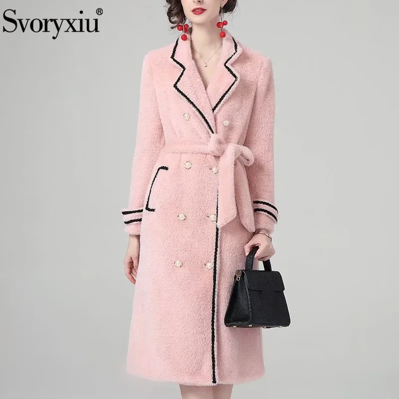 Svoryxiu Runway Designer Winter luxury Pink Long Overcoat Outwear Women's Long Sleeve Double Breasted Thick Keep Warm Coat
Svoryxiu Runway Designer Winter luxury Pink Long Overcoat Outwear Women's Long Sleeve Double Breasted Thick Keep Warm Coat