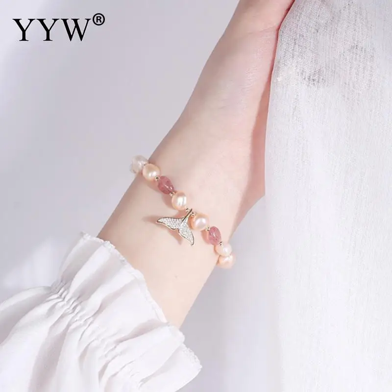 Fish Tail Pendant Natural Pearl Bracelet For Female Daily Wear Fashion Bracelet Sweet Simple Bracelet Length Approx 10.23inch
Fish Tail Pendant Natural Pearl Bracelet For Female Daily Wear Fashion Bracelet Sweet Simple Bracelet Length Approx 10.23inch