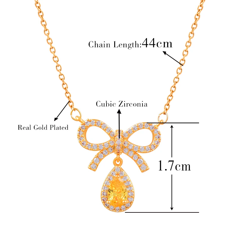 SINLEERY Romantic Bow Pendant Necklace With Teardrop Yellow Crystal Stone Gold Color Chain On Neck Gift To Girlfriend XL109 SSK
SINLEERY Romantic Bow Pendant Necklace With Teardrop Yellow Crystal Stone Gold Color Chain On Neck Gift To Girlfriend XL109 SSK