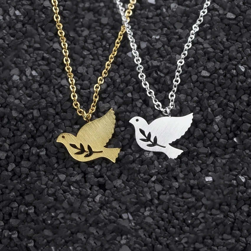 Olive Branch Peace Dove Necklaces For Women Men Gold Color Stainless Steel Neck Chain Pigeon Bird Pendant Necklace Jewelry Gift
Olive Branch Peace Dove Necklaces For Women Men Gold Color Stainless Steel Neck Chain Pigeon Bird Pendant Necklace Jewelry Gift