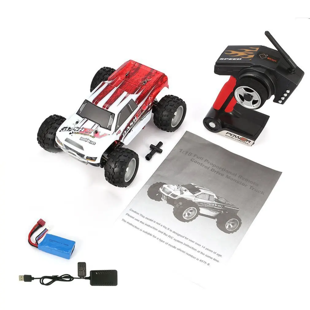 

WLtoys A979-B 2.4GHz 1/18 Scale Full Proportional 4WD RC Car 70KM/h High Speed Brushed Electric Motor RTR Off-road Truck