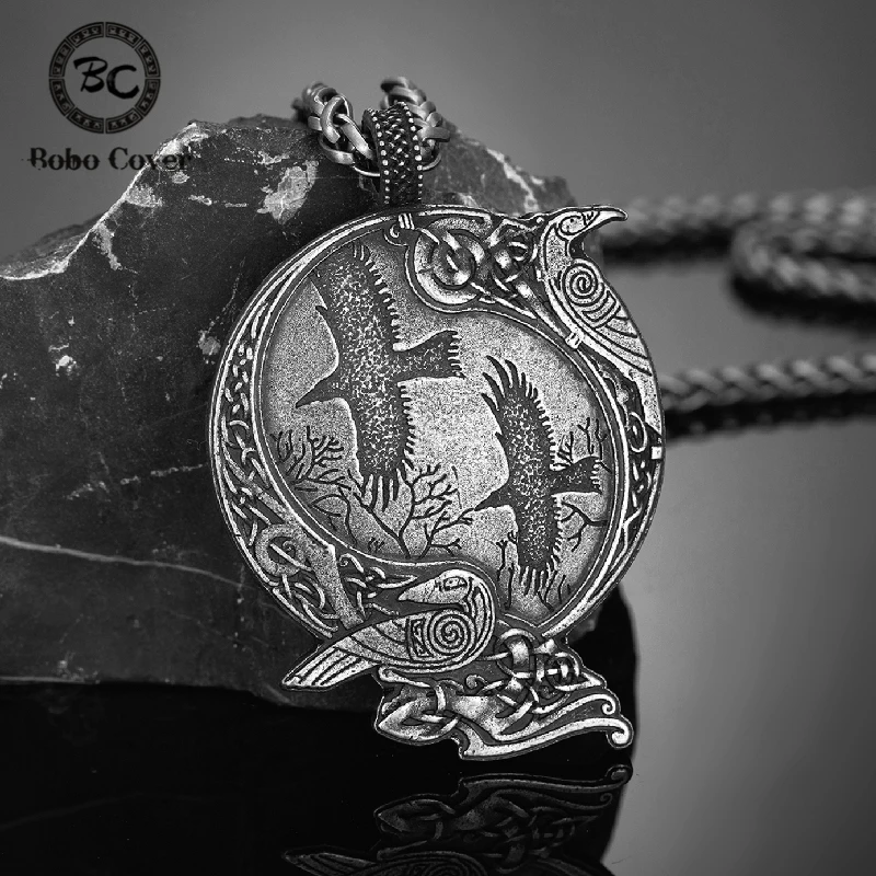 Ожерелье с вороном викинга Odin мужской амулет вегвизира античная бронза