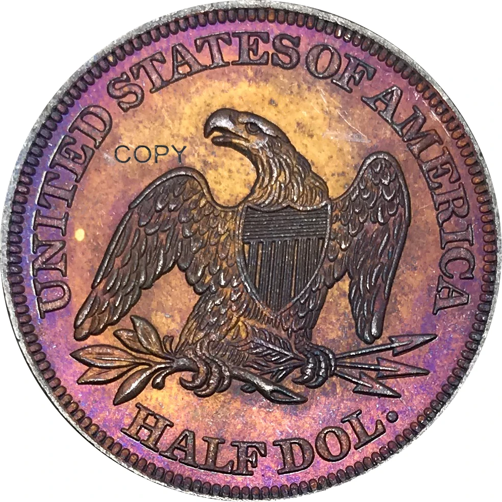 United States Of America 1859 Half Dollar Seated Liberty No Motto Eagle Brass Silver Plated Copy Coins
United States Of America 1859 Half Dollar Seated Liberty No Motto Eagle Brass Silver Plated Copy Coins