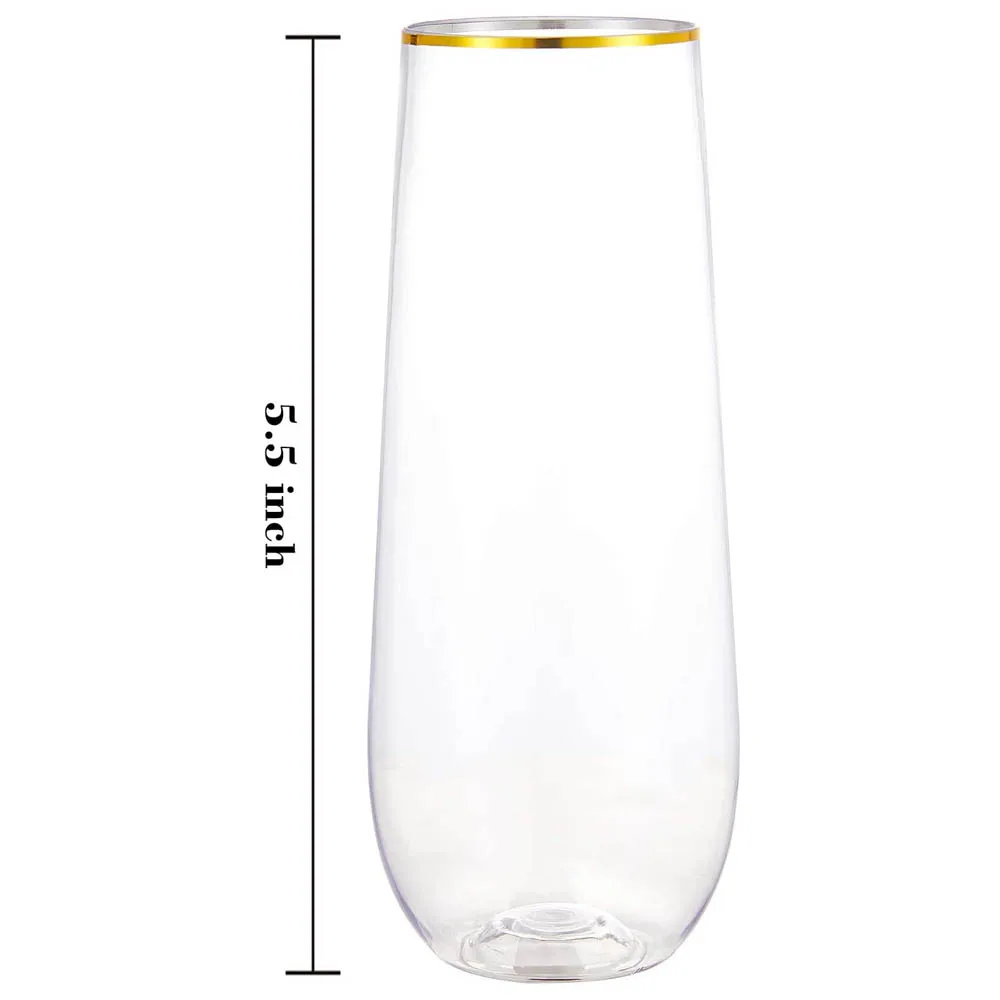 10 Plastic Champagne Glasses 9 oz Disposable Gold frame Used for Parties Weddings and Birthdays Transparent Cocktail
10 Plastic Champagne Glasses 9 oz Disposable Gold frame Used for Parties Weddings and Birthdays Transparent Cocktail