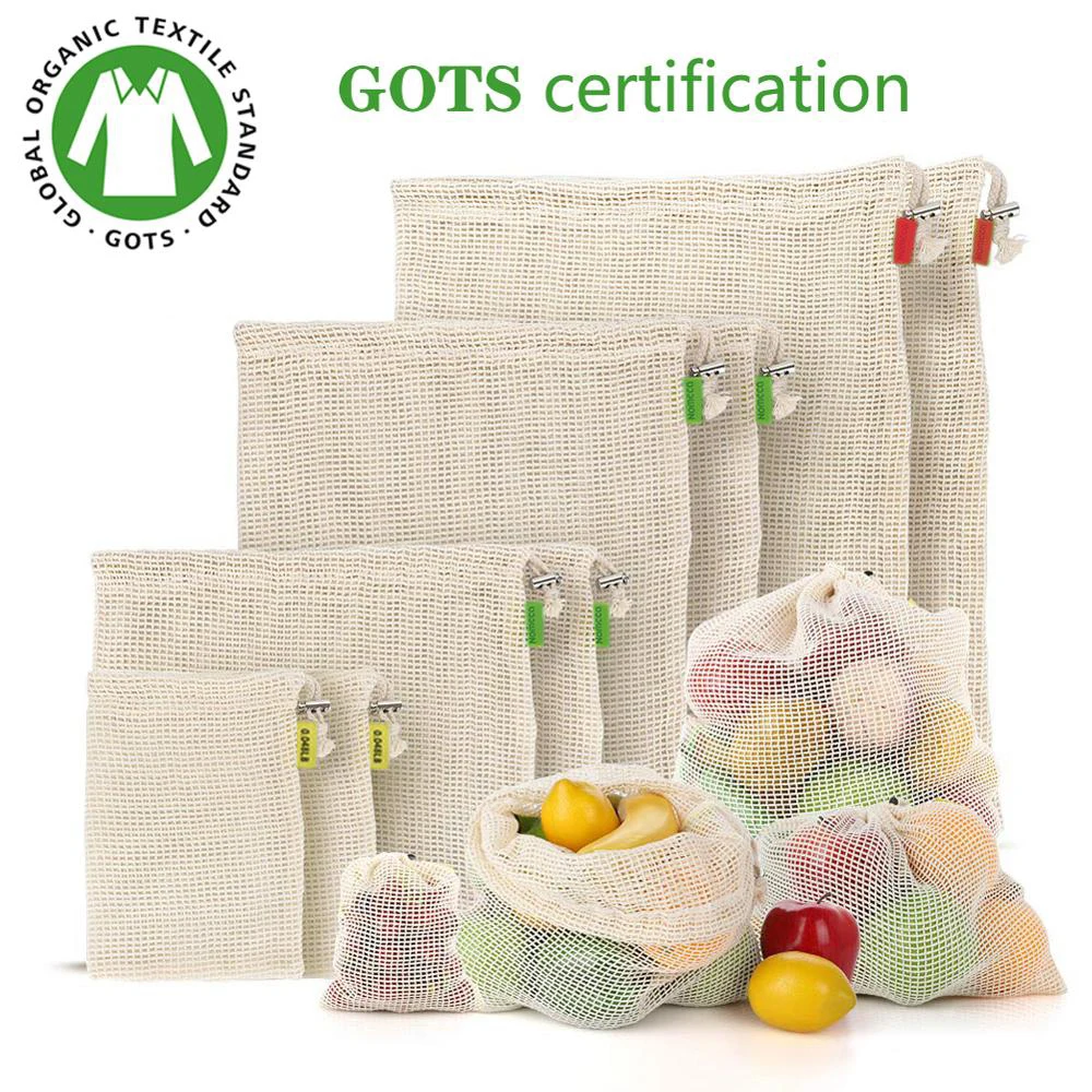 Vegetable Fruit Bag storage Bag Reusable Produce Bags Eco-Friendly 100% Organic Cotton Mesh Bags Bio-degradable Kitchen 
Vegetable Fruit Bag storage Bag Reusable Produce Bags Eco-Friendly 100% Organic Cotton Mesh Bags Bio-degradable Kitchen