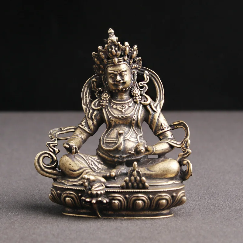 

Copper Buddha Figurines Miniatures Home Decoration Accessories Antique Brass Tibetan God of Wealth Buddha Ornament Bronze Crafts