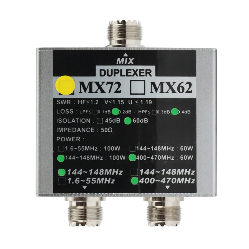 HF Walkie Talkie Ham VHF UHF Tri-Band Amateur Two Way Radio Antenna Combiner MX72 60-100W Linear Antenna Duplexer
HF Walkie Talkie Ham VHF UHF Tri-Band Amateur Two Way Radio Antenna Combiner MX72 60-100W Linear Antenna Duplexer