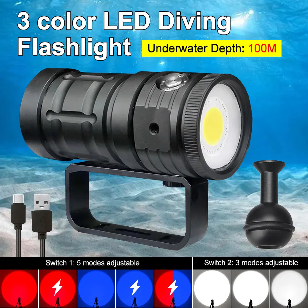 25000Lumens Flashlight Led Diving Flashligh Powerful Led Fashlight 200W Lamp Rechargable xhp50 Underwater Video IPX8 Waterproof
25000Lumens Flashlight Led Diving Flashligh Powerful Led Fashlight 200W Lamp Rechargable xhp50 Underwater Video IPX8 Waterproof
