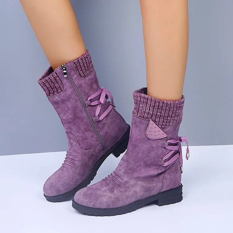 Winter Plus Size New Women's Boots European American Casual Round Toe Lace Snow Boots Wool Stitching Multicolor Sweet Lady Boots
Winter Plus Size New Women's Boots European American Casual Round Toe Lace Snow Boots Wool Stitching Multicolor Sweet Lady Boots