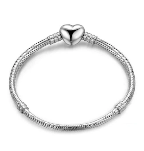 925 Sterling Silver pandora Bracelet Love Heart Clasp Snake Chain Bracelet Bangle Fit Women Bead Charm Diy pandora Jewelry
925 Sterling Silver pandora Bracelet Love Heart Clasp Snake Chain Bracelet Bangle Fit Women Bead Charm Diy pandora Jewelry