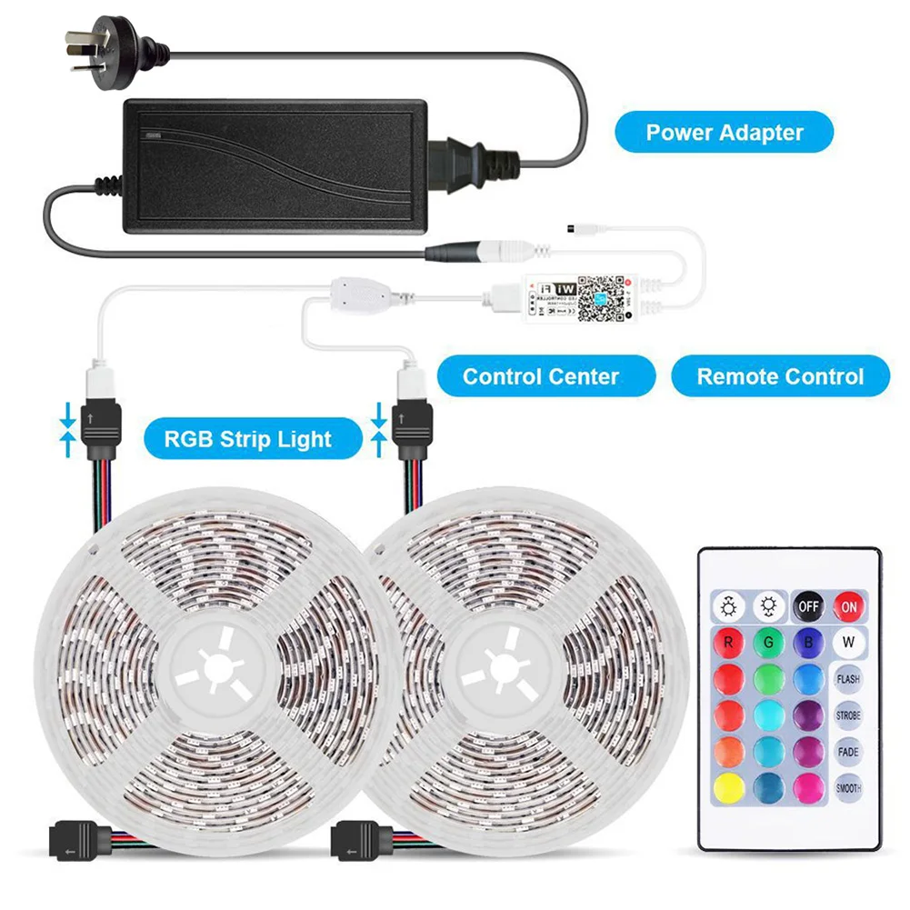 10m SMD 5050 RGB LED Strip Light Waterproof WiFi Controller DC 12V Flexible Tape Ribbon Lamp Adapter
10m SMD 5050 RGB LED Strip Light Waterproof WiFi Controller DC 12V Flexible Tape Ribbon Lamp Adapter