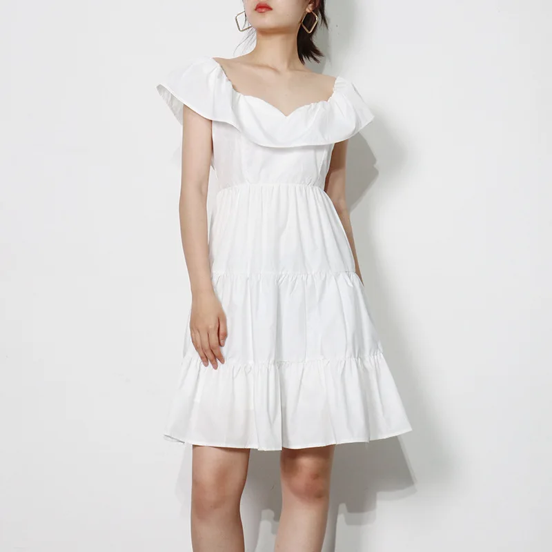 Han edition of pure color summer dress the new backless party brought all their falbala stitching A word skirt of tall waist
Han edition of pure color summer dress the new backless party brought all their falbala stitching A word skirt of tall waist