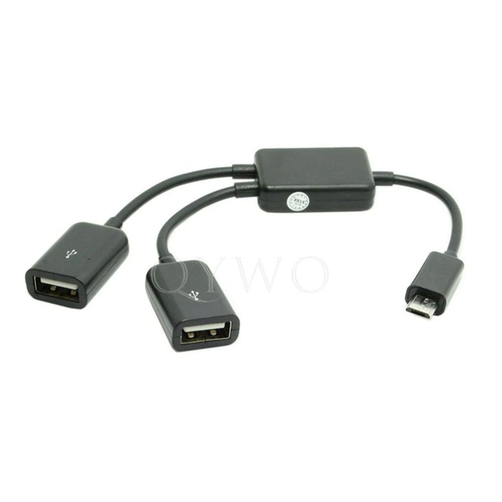 

qywo Micro USB Host OTG Adapter Cable with Dual USB Hub for Galaxy S5 S4 S3 Note2 Note3 Note4 Phone & Tablet
