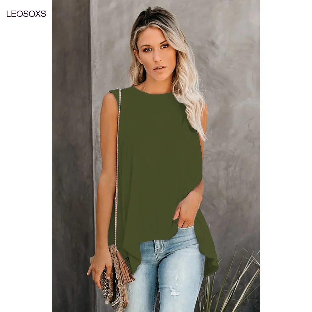 Women's 2021 Solid Color Base Medium Length Vest T-shirt Women's Round Neck Sleeveless Irregular Pullover Summer
Women's 2021 Solid Color Base Medium Length Vest T-shirt Women's Round Neck Sleeveless Irregular Pullover Summer
