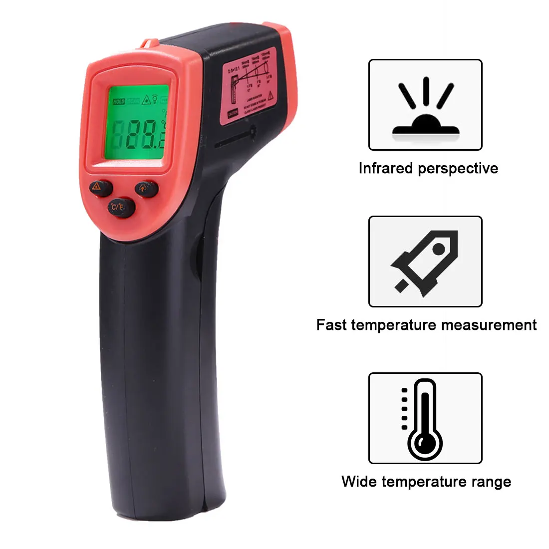 Digital Infrared Thermometer GM320 Non-Contact Infrared Thermometer IR Pyrometer Temperature Meter Laser Gun-50〜600 Degree
Digital Infrared Thermometer GM320 Non-Contact Infrared Thermometer IR Pyrometer Temperature Meter Laser Gun-50〜600 Degree
