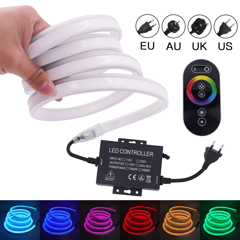 Neon Strip AC 220V 110V RGB LED Strip Light SMD5050 2835 Flexible Rope Tube Waterproof Neon Tape with Remote Control Decor Light 
Neon Strip AC 220V 110V RGB LED Strip Light SMD5050 2835 Flexible Rope Tube Waterproof Neon Tape with Remote Control Decor Light