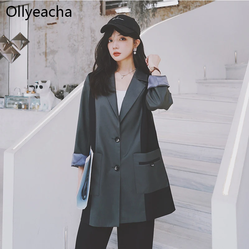 Ollyeacha Korean fashion women lapel suit gray jacket single breasted loose suit women jacket autumn casual Costume de loisir
Ollyeacha Korean fashion women lapel suit gray jacket single breasted loose suit women jacket autumn casual Costume de loisir
