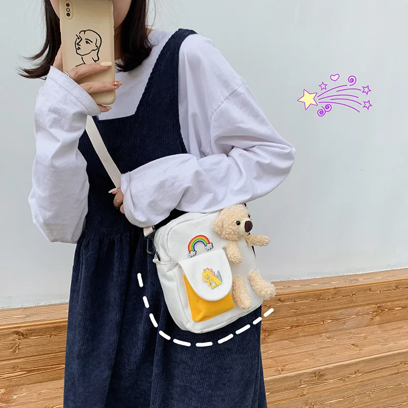 Korean Girl Kawaii Bear Canvas Small Square Bag Version Multifunctional Cute Dog One-shoulder Diagonal Mobile Phone Bag
Korean Girl Kawaii Bear Canvas Small Square Bag Version Multifunctional Cute Dog One-shoulder Diagonal Mobile Phone Bag