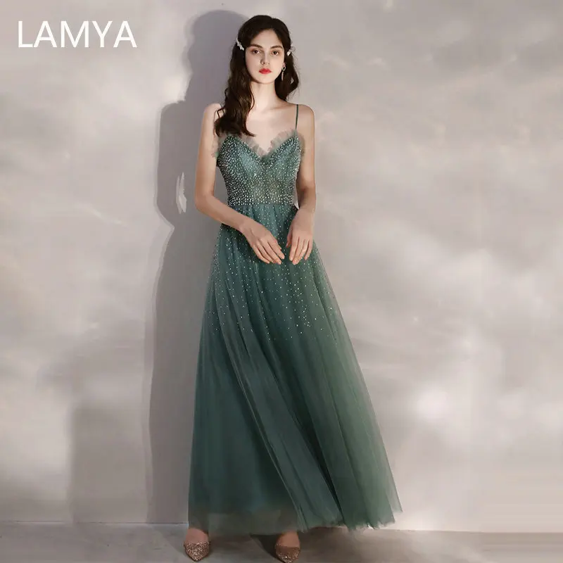 Женское длинное вечернее платье LAMYA элегантное с блестками и бусинами размера