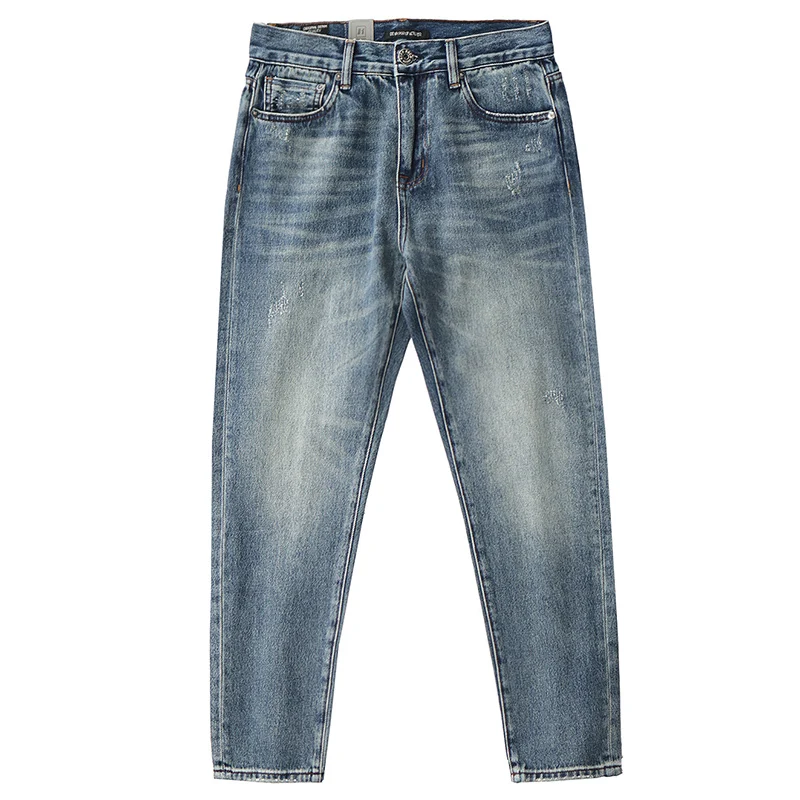 Spring and Autumn New Pants Men 's Stone Mill Washed Distressed Heavy American Casual Retro Slim Ankle-Tied Straight Jeans
Spring and Autumn New Pants Men 's Stone Mill Washed Distressed Heavy American Casual Retro Slim Ankle-Tied Straight Jeans