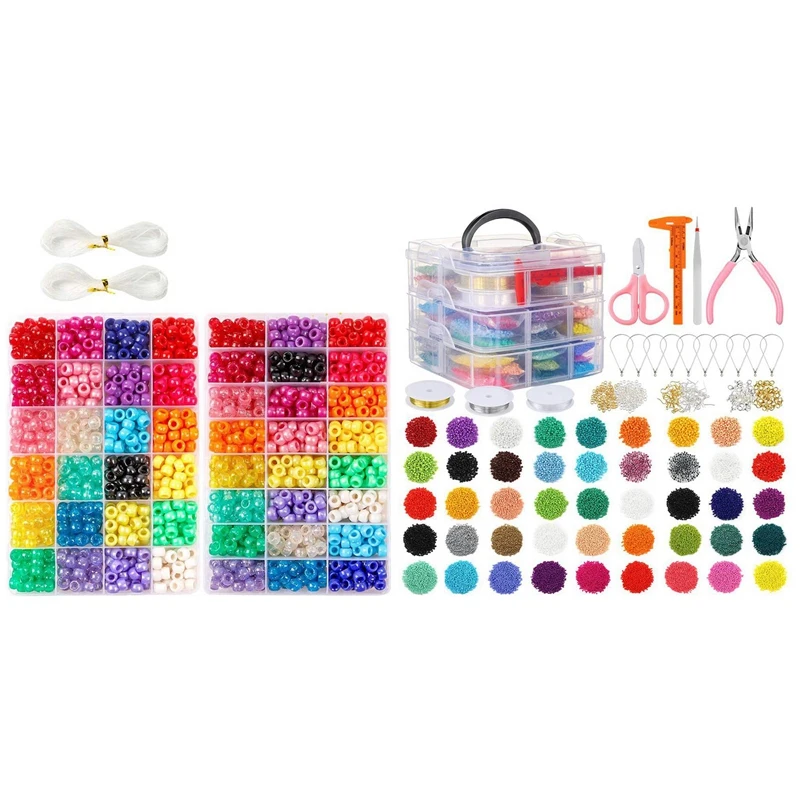27009Pcs Glass Seed Beads Kit, Craft Seed Beads with 1900 Pcs 9mm Pony Beads Set in 24 Colors and Elastic String
27009Pcs Glass Seed Beads Kit, Craft Seed Beads with 1900 Pcs 9mm Pony Beads Set in 24 Colors and Elastic String