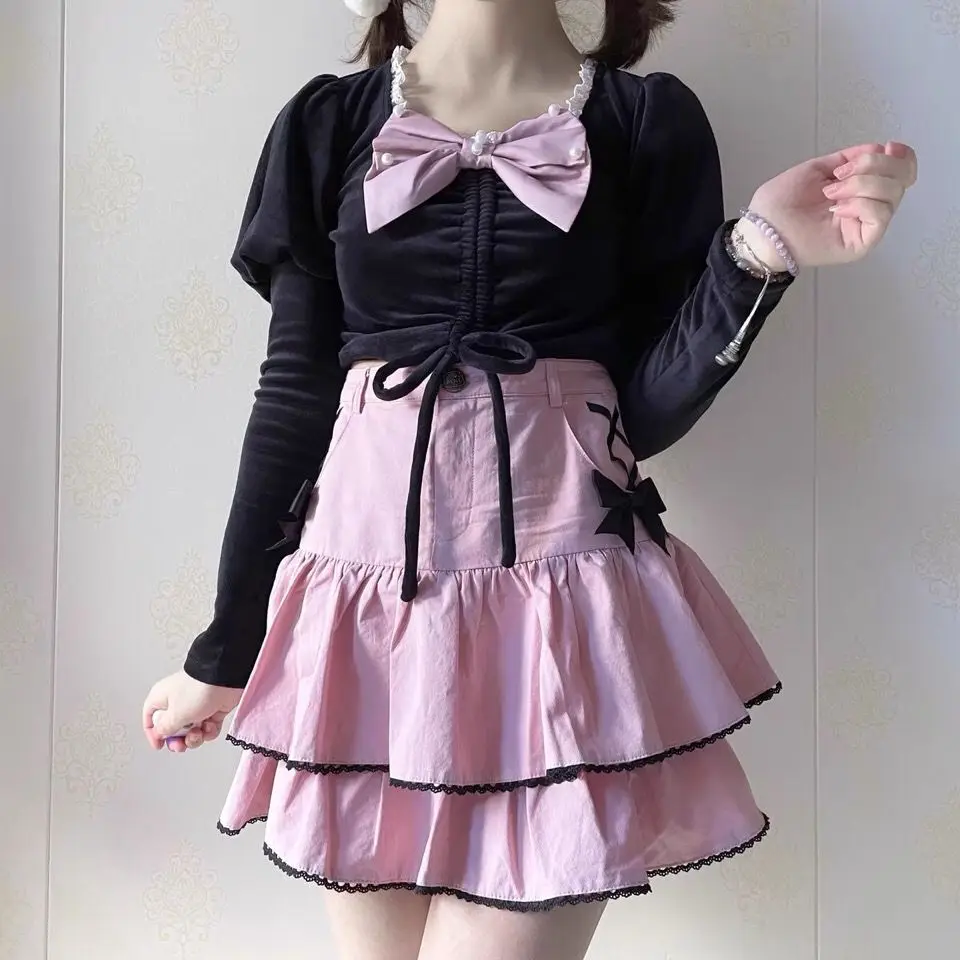 Japanese Lolita Kawaii Skirts Summer Women Korean Style Y2K Gothic Skirts Girls Bow Cute High Waist Lace Party Mini Skirt 2021
Japanese Lolita Kawaii Skirts Summer Women Korean Style Y2K Gothic Skirts Girls Bow Cute High Waist Lace Party Mini Skirt 2021